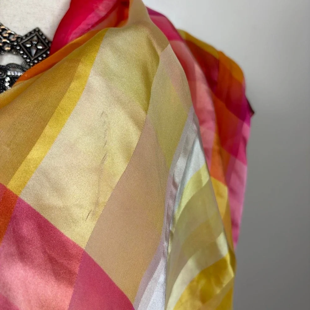 Echo Silk Square Scarf Plaid Checkered Coquette Preppy
